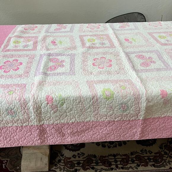 Cozy Line Home Fashions Quilt Twin Bedspread Cotton Pink Floral Reversible - Picture 3 of 15